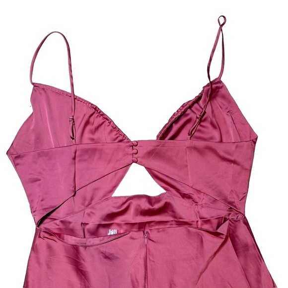 Petal + Pup Pink Poppy Cutout Midi Satin Dress US XL - Picture 7 of 9